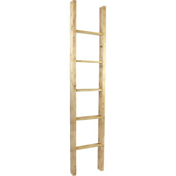 Ekena Millwork 15"W x 72"H x 3 1/2"D Vintage Farmhouse 5 Rung Ladder, Barnwood Decor Collection, Natural Barnwood DECR015X072X04LDRUF - main